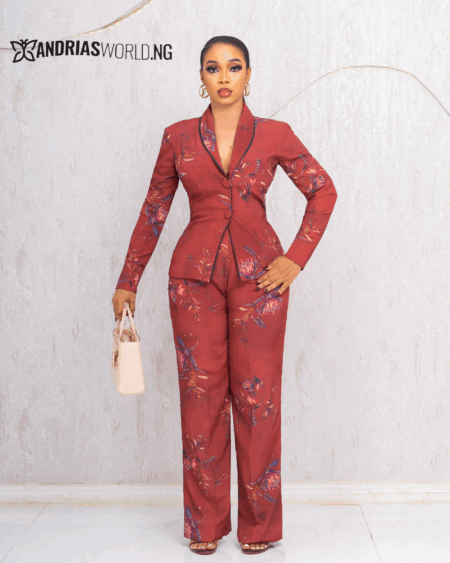 BROWN FLORAL TWO PIECE TROUSER SET